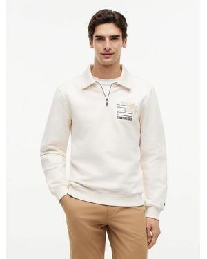 Tommy Hilfiger Graphic Quarter-zip Rugby Sweatshirt - White