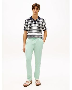 Tommy Hilfiger Harlem Tapered Leg Linen Blend Chinos - Blue