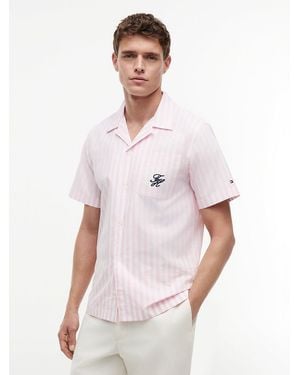 Tommy Hilfiger Regular Fit Paper Touch Short Sleeve Shirt - White
