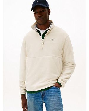 Tommy Hilfiger Performance Trui Met Textuur En 1/4 Rits - Naturel