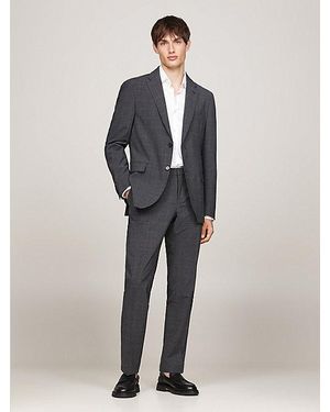 Tommy Hilfiger Slim Fit Tweedelig Pak Met Ruit - Grijs