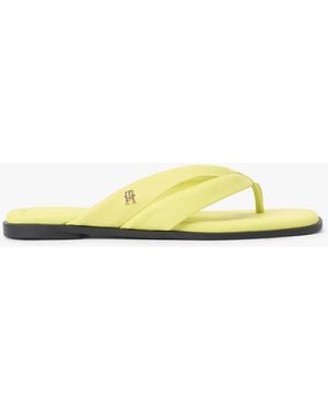 Tommy Hilfiger Leather Toe Post Flat Sandals - Yellow