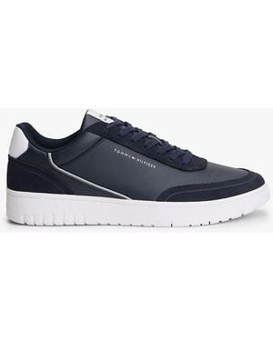 Tommy Hilfiger Mixed Texture Leather Basketball Trainers - Blue