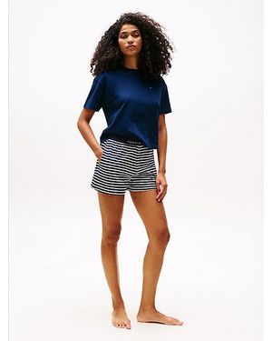 Tommy Hilfiger Essential Relaxed Fit Pyjamaset Met T-Shirt - Blauw