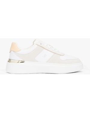 Tommy Hilfiger Leather Mixed Texture Court Trainers - Natural