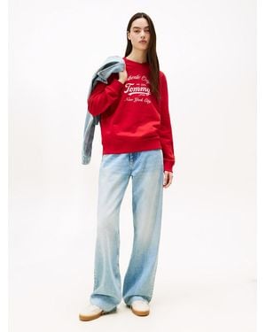 Tommy Hilfiger Mia Mid Rise Relaxed Straight Jeans - Red