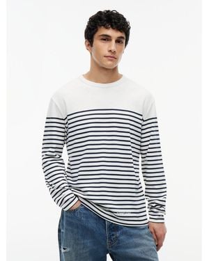 Tommy Hilfiger Logo Stripe Jersey Long Sleeve T-shirt - White