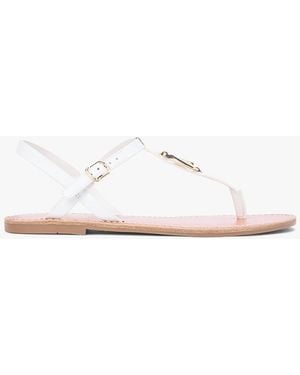Tommy Hilfiger Leather Th Monogram Strap Sandals - White