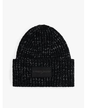 Tommy Hilfiger Beanie Van Wolmix Met Metallic Garen - Zwart