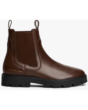 Tommy Hilfiger Bottines Chelsea En Cuir - Marron