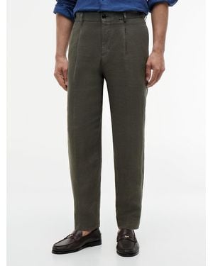 Tommy Hilfiger New York Label Washed Pure Linen Trousers - Blue