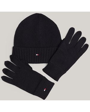 Tommy Hilfiger Beanie And Gloves With Cashmere Set - Blue