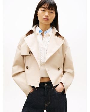 Tommy Hilfiger Water Repellent Relaxed Short Trench Coat - Natural