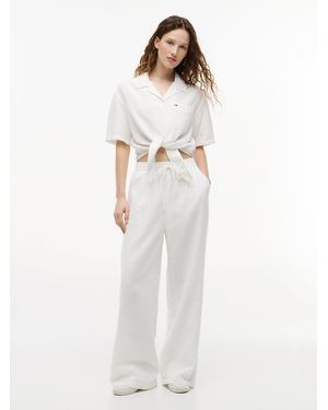 Tommy Hilfiger Crinkle Textured Loose Trousers - White