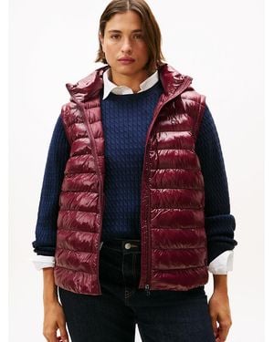 Tommy Hilfiger Curve Water Repellent Shiny Down Slim Gilet - Red