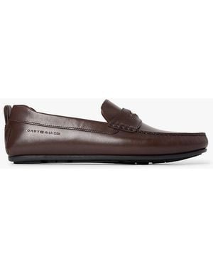 Tommy Hilfiger Leather Debossed Logo Driver Shoes - White