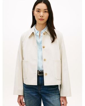 Tommy Hilfiger Water Repellent Collared Relaxed Short Jacket - Natural