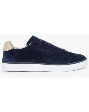 Tommy Hilfiger Luxe Embossed Logo Suede Trainers - Blue