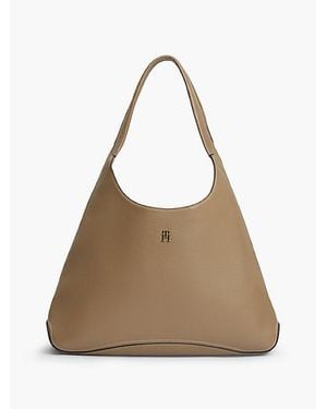 Tommy Hilfiger Hobotas Met Ritsvak En Th Monogram - Naturel