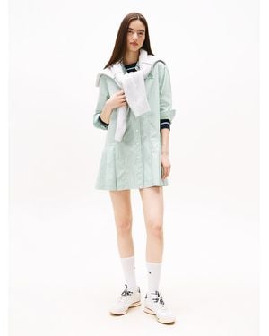 Tommy Hilfiger Logo Embroidery Relaxed Midi Shirt Dress - Green