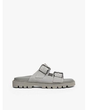 Tommy Hilfiger Sandalias Dentadas De Ante Con Dos Tiras - Blanco