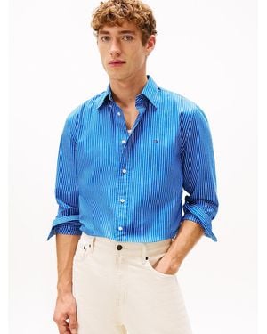 Tommy Hilfiger Chemise Coupe Standard Th Flex Rayée - Bleu
