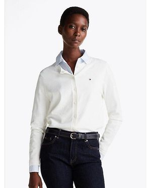 Tommy Hilfiger Jersey-Cardigan Mit Rundhalsausschnitt - Weiß