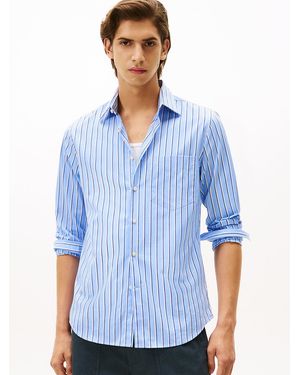 Tommy Hilfiger Smart Casual Slim Fit Stripe Poplin Shirt - Blue