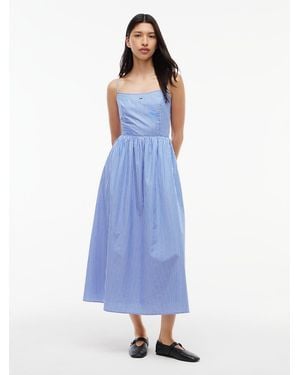 Tommy Hilfiger Crinkle Poplin Strap Maxi Dress - Blue