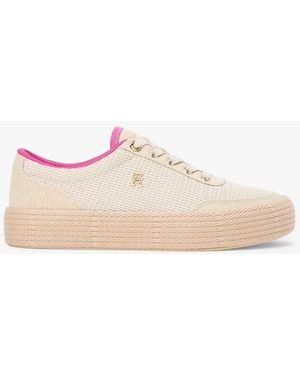 Tommy Hilfiger Th Monogram Canvas Rope Platform Trainers - Pink