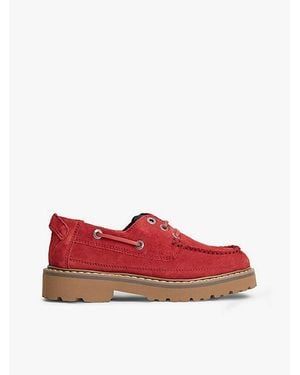 Tommy Hilfiger Náuticos Archive De Ante Con Suela Dentada - Rojo