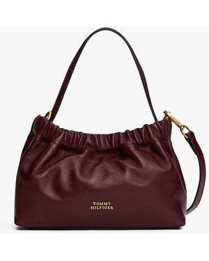 Tommy Hilfiger Soft Leather Logo Plaque Crossbody Bag - Purple