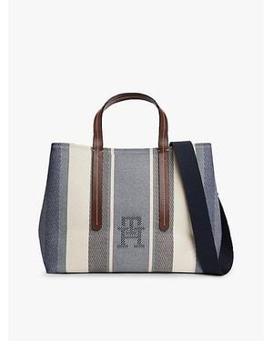 Tommy Hilfiger Bolso Satchel City Con Monograma Th En Jacquard - Azul