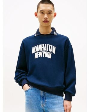 Tommy Hilfiger Sweat De Rugby À Logo Appliqué - Bleu