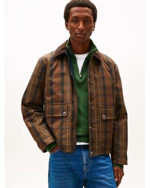 Tommy Hilfiger Waxed Tartan Check Relaxed Barn Jacket - Brown