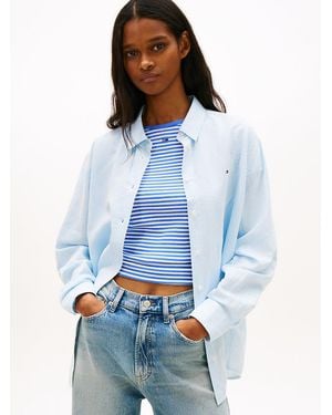 Tommy Hilfiger Relaxed Fit Linen Blend Shirt - Blue
