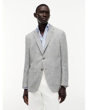 Tommy Hilfiger Blazer À Motif Prince De Galles En Lin Mélangé - Gris