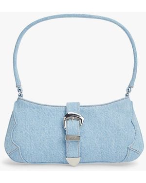 Tommy Hilfiger Abstract Buckle Denim Shoulder Bag - Blue