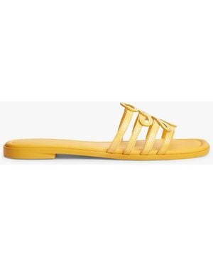 Tommy Hilfiger Logo Strap Leather Mules - Yellow