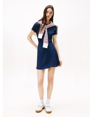 Tommy Hilfiger Back Keyhole Slim Mini Dress - Blue