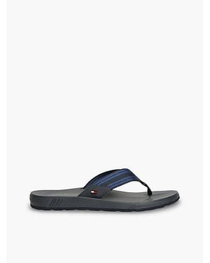 Tommy Hilfiger Flag Webbing Strap Contoured Flip Flops - Blue