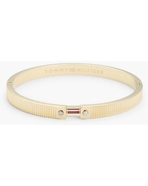 Tommy Hilfiger Plated Stainless Steel Stripe Bangle - Natural