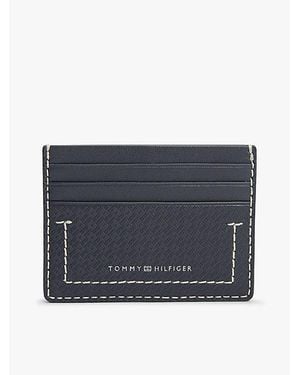 Tommy Hilfiger Tarjetero De Piel Con Logos En Relieve - Azul