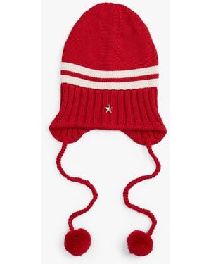 Tommy Hilfiger Tommy Girl Stripe Wool Blend Bauble Beanie - Red