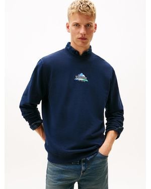 Tommy Hilfiger Sweat En Tissu Éponge À Logo Montagne Brodé - Bleu