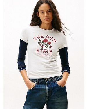 Tommy Hilfiger Slim Fit T-Shirt Met Graphic - Wit