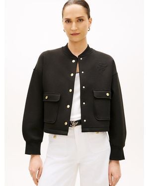 Tommy Hilfiger Tone Button Interlock Knit Relaxed Cardigan - Black