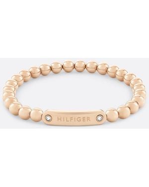 Tommy Hilfiger Carnation Gold-plated Bead Logo Bracelet - Natural