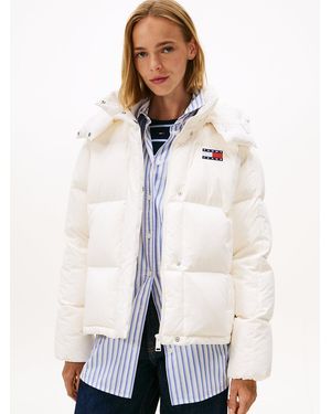 Tommy Hilfiger Down Hooded Alaska Puffer Jacket - White