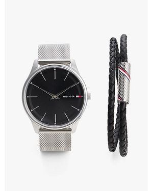 Tommy Hilfiger Mesh-Armbanduhr Und Armband Im Geschenkset - Schwarz